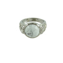 Vintage Fashion Hollow Filigree Ring Natural White Turquoise Ring Adjustable