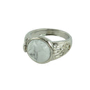 Vintage Fashion Hollow Filigree Ring Natural White Turquoise Ring Adjustable