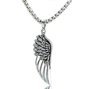 Classic Women Men's Stainless Steel Angel Wing Charms Pendant Necklace Chain