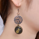 Novelty Steampunk Vintage Switzerland Watch Shaped Gear Dangle Earrings