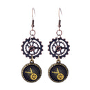 Novelty Steampunk Vintage Switzerland Watch Shaped Gear Dangle Earrings