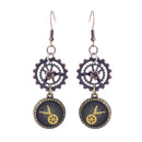 Novelty Steampunk Vintage Switzerland Watch Shaped Gear Dangle Earrings