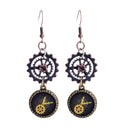 Novelty Steampunk Vintage Switzerland Watch Shaped Gear Dangle Earrings