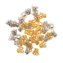 40pcs Gold Silver Hollow Flower Charms End Beads Caps Jeweley Making 7 X 8mm