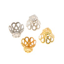 40pcs Gold Silver Hollow Flower Charms End Beads Caps Jeweley Making 7 X 8mm