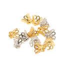 40pcs Gold Silver Hollow Flower Charms End Beads Caps Jeweley Making 7 X 8mm
