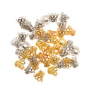 40pcs Gold Silver Hollow Flower Charms End Beads Caps Jeweley Making 7 X 8mm