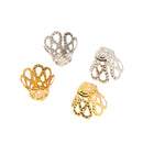 40pcs Gold Silver Hollow Flower Charms End Beads Caps Jeweley Making 7 X 8mm