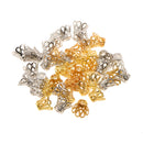 40pcs Gold Silver Hollow Flower Charms End Beads Caps Jeweley Making 7 X 8mm