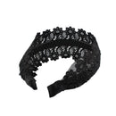 Large Wide Gothic Lace Headband Sunflower Hair Hoop Headpiece For Women Girls Black