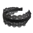 Gothic Black Lace Headband SunFlower Embroidery Hairband 6.6cm Wide Headwear