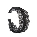 Gothic Black Lace Headband SunFlower Embroidery Hairband 6.6cm Wide Headwear