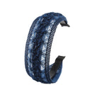 Women Blue Wide Alice Embroidery Floral Lace Headband Hairwear Hair Wraps