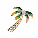 Multi Color Enamel Tropical Faux Pearl Fruit Cokernut Tree Suit Scarf Lapel Breastpin Wedding Party Jewelry