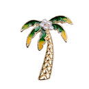Multi Color Enamel Tropical Faux Pearl Fruit Cokernut Tree Suit Scarf Lapel Breastpin Wedding Party Jewelry