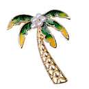 Multi Color Enamel Tropical Faux Pearl Fruit Cokernut Tree Suit Scarf Lapel Breastpin Wedding Party Jewelry