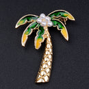 Multi Color Enamel Tropical Faux Pearl Fruit Cokernut Tree Suit Scarf Lapel Breastpin Wedding Party Jewelry