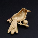 Cute Bird Crystal Faux Pearl Bird with Colorful Feather Brooch Pin Jewelry