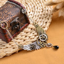 Steampunk Gear Hour Hand Feather Wings Pendant Necklace Chain for Women Men