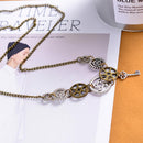Steampunk Vintage Multi-gear Key Gears Pendant Alloy Necklace Chain for Women Men - Silver Bronze