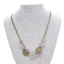 Steampunk Vintage Multi-gear Key Gears Pendant Alloy Necklace Chain for Women Men - Silver Bronze