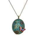 Steampunk Exquisite Vintage Oval Gears Owl Butterfly Pattern Pendant Necklace Gold Chain 56cm for Women