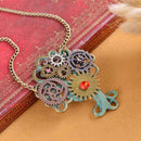 Steampunk Multi-size Gears Living on Tree of Life Pendant Necklace Chain for Women Men