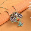 Steampunk Multi-size Gears Living on Tree of Life Pendant Necklace Chain for Women Men