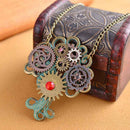 Steampunk Multi-size Gears Living on Tree of Life Pendant Necklace Chain for Women Men