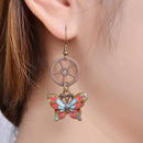 Vintage Crystal Butterfly Gears Steampunk Fashion Drop Dangle Earrings