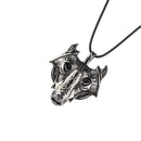 Punk Vikings Retro Wolf Head Totem Runic Pendant Amulet Protection Legend Nordic Necklace for Women - Silver
