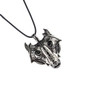 Punk Vikings Retro Wolf Head Totem Runic Pendant Amulet Protection Legend Nordic Necklace for Women - Silver