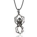 Punk Vintage Vikings Spider Skull Runic Pendant Amulet Protection Legend Nordic Necklace - Silver