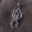 Punk Vintage Vikings Spider Skull Runic Pendant Amulet Protection Legend Nordic Necklace - Silver