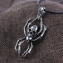 Punk Vintage Vikings Spider Skull Runic Pendant Amulet Protection Legend Nordic Necklace - Silver