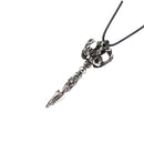 Punk Vikings Retro God Scepter Runic Pendant Amulet Protection Legend Nordic Necklace for Women Men - Silver