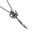 Punk Vikings Retro God Scepter Runic Pendant Amulet Protection Legend Nordic Necklace for Women Men - Silver