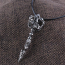 Punk Vikings Retro God Scepter Runic Pendant Amulet Protection Legend Nordic Necklace for Women Men - Silver