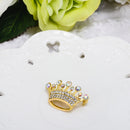 Gold Diamante Crystal Wedding Party Pageant Tiara Crown Lapel Pin Brooch