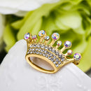 Gold Diamante Crystal Wedding Party Pageant Tiara Crown Lapel Pin Brooch