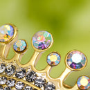 Gold Diamante Crystal Wedding Party Pageant Tiara Crown Lapel Pin Brooch