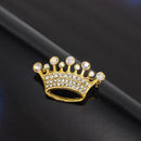 Gold Diamante Crystal Wedding Party Pageant Tiara Crown Lapel Pin Brooch