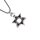Mens Silver Alloy Link Chain Six-Pointed Star Celtic Pendant Necklace