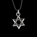 Mens Silver Alloy Link Chain Six-Pointed Star Celtic Pendant Necklace