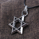 Mens Silver Alloy Link Chain Six-Pointed Star Celtic Pendant Necklace