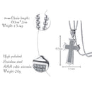Christian Cross Pendant For Men Necklace Silver Stainless Steel Box Chain