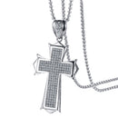 Christian Cross Pendant For Men Necklace Silver Stainless Steel Box Chain