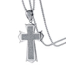Christian Cross Pendant For Men Necklace Silver Stainless Steel Box Chain