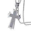 Christian Cross Pendant For Men Necklace Silver Stainless Steel Box Chain