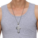 Christian Cross Pendant For Men Necklace Silver Stainless Steel Box Chain